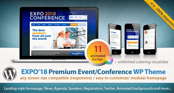 Product Image - Expo18 – Responsive Event Conference WordPress Theme 1.2.4 Product Image - Expo18 – Responsive Event Conference WordPress Theme 1.2.4