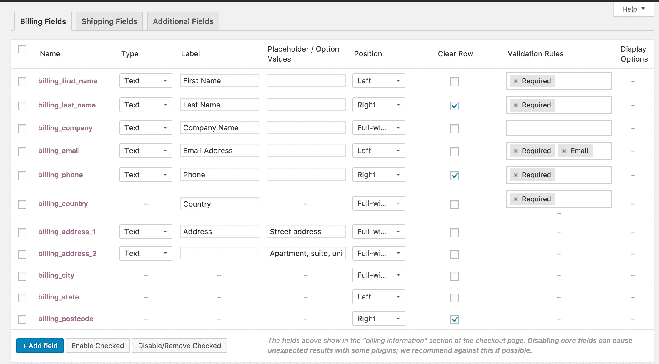 WooCommerce Checkout Field Editor 1.7.17