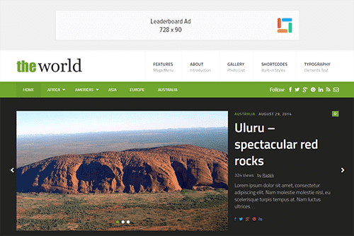 Product Image - Theme Junkie TheWorld WordPress Theme 1.0.4