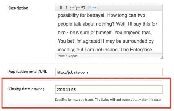 WP Job Manager Application Deadline Addon 1.3.0