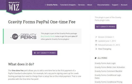 Product Image - Gravity Perks PayPal One time Fee Plugin 2.0.beta1.1
