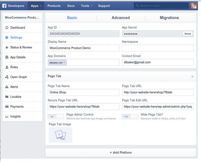 Woocommerce Facebook Tab
