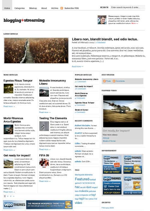 WooThemes Blogging Stream Premium Theme