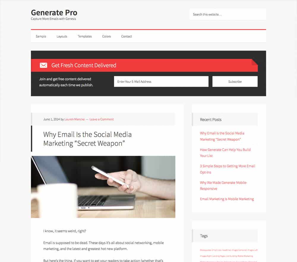 StudioPress Generate Pro Genesis WordPress Theme