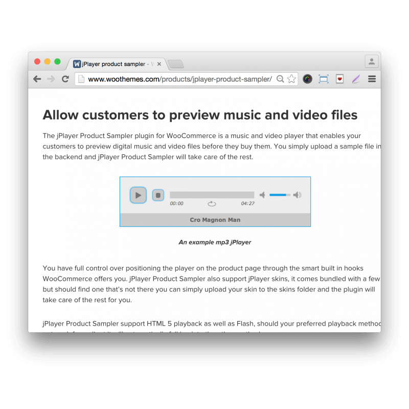 WooCommerce jPlayer Product Sampler