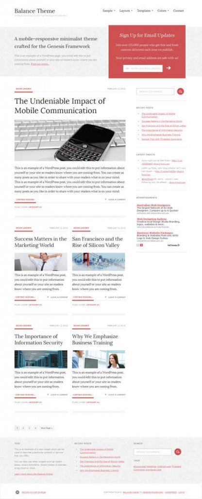 Product Image - StudioPress Balance Genesis WordPress Theme 1.0.0