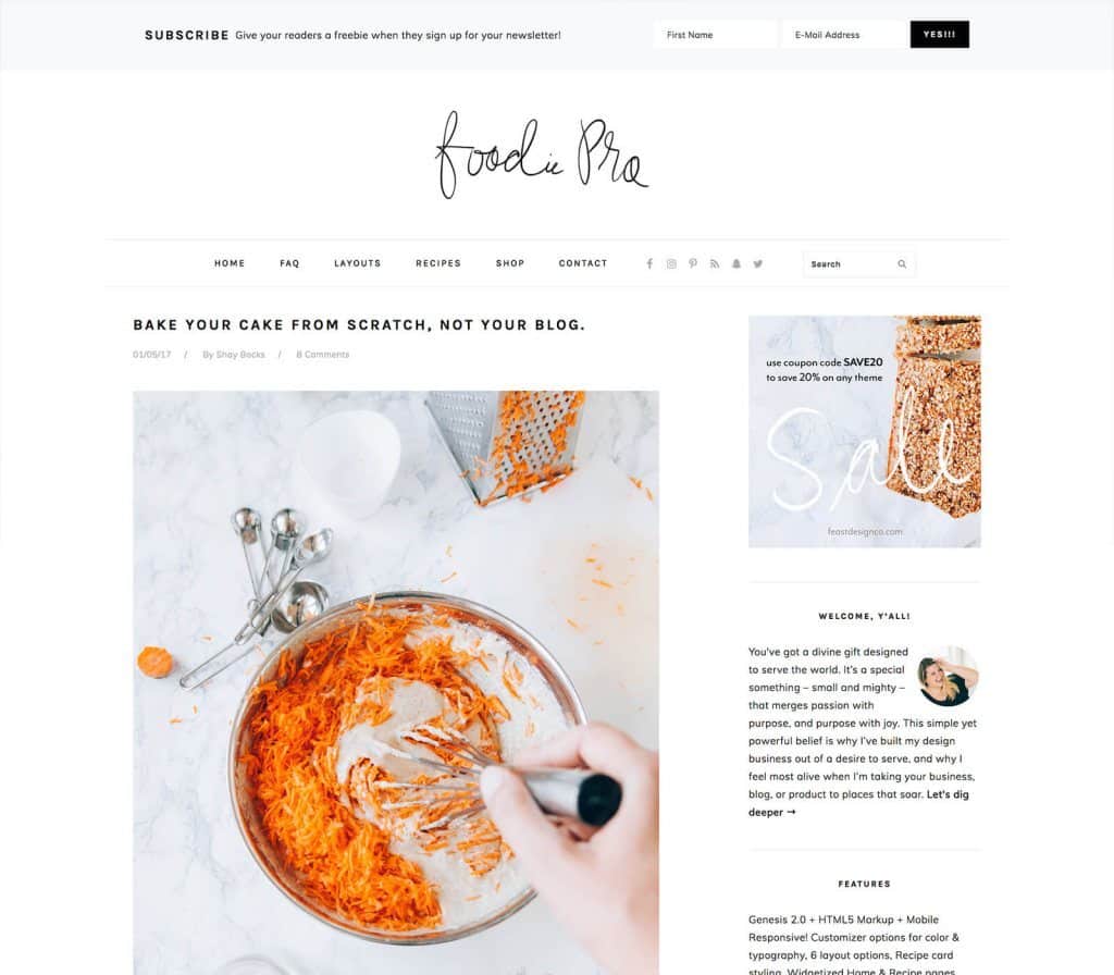 StudioPress Foodie Pro Genesis WordPress Theme