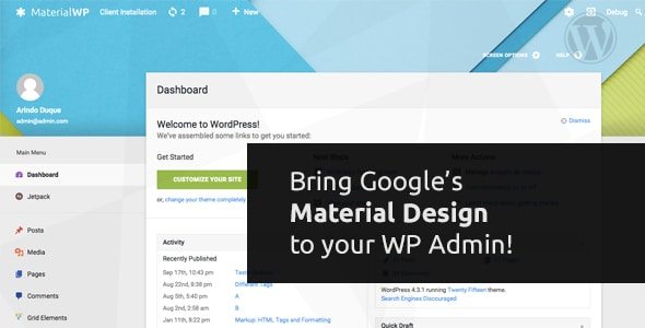 Material WP Material Design Dashboard Theme