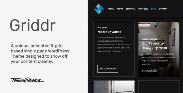 Griddr Animated Grid Creative WordPress Theme