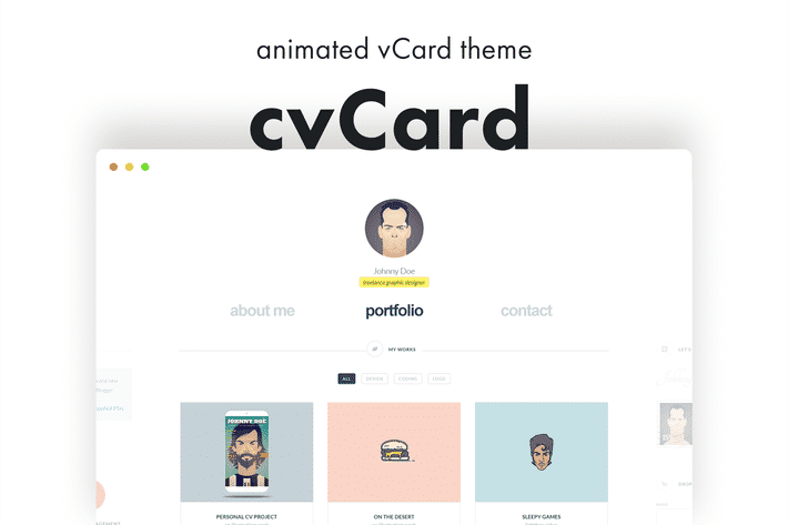 Product Image - cvCard Animated vCard Resume WordPress Theme