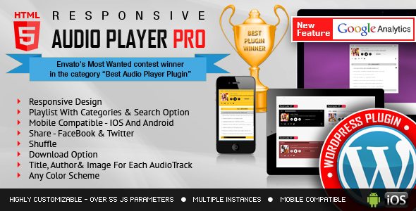 Product Image - Responsive HTML5 Audio Player PRO WordPress Plugin 3.5.8