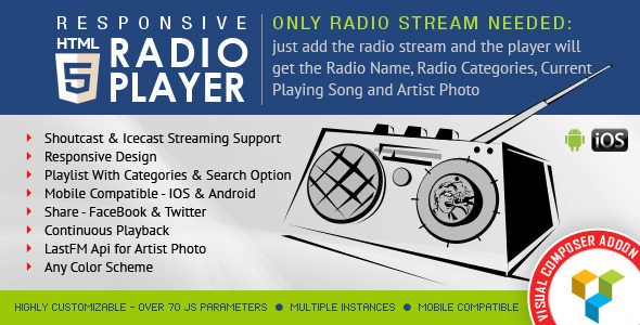 Visual Composer Addon HTML5 Radio Player