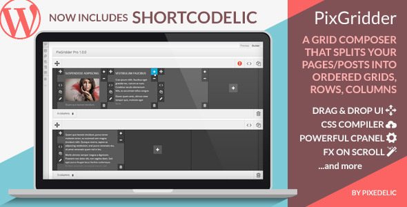 PixGridder Pro Page Grid Composer for Wordpress