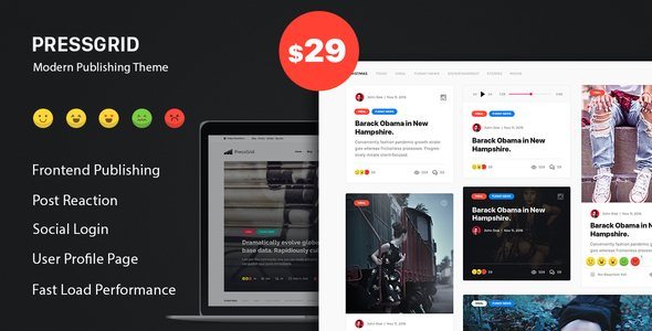 PressGrid Frontend Publish Reaction & Multimedia