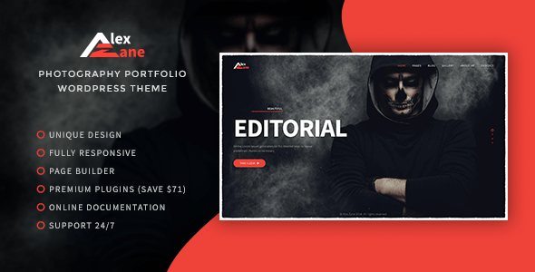 Alex Zane Photo Portfolio WordPress Theme 1.0.2