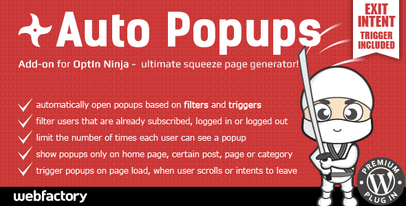 Auto Popups add on for OptIn Ninja