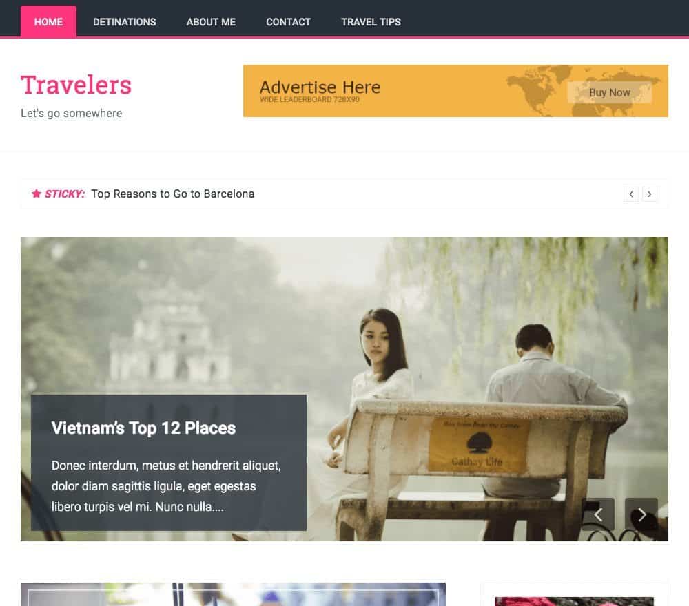 FameThemes Travelers Pro WordPress Theme