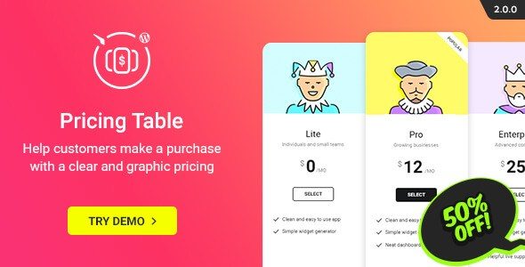 WordPress Pricing Table Plugin 2.6.0