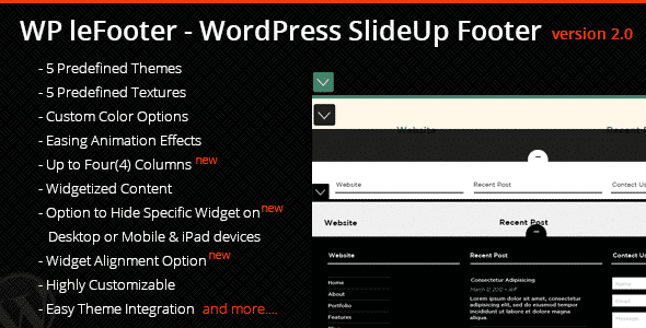 Product Image - WP leFooter WordPress SlideUp Footer Plugin 2.1