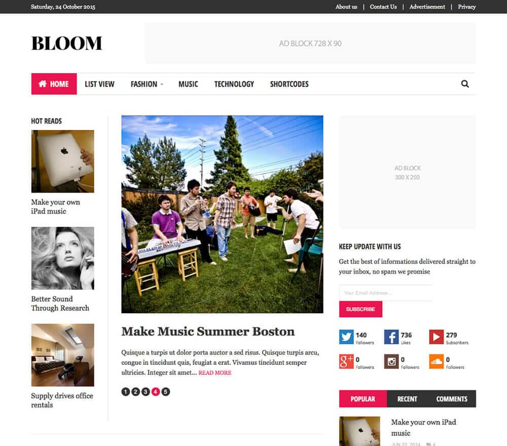FameThemes Bloom WordPress Theme