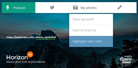 Horizon: Menubar for WordPress