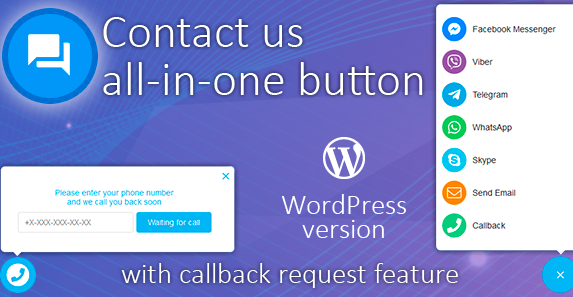 Product Image - All in One Support Button + Callback Request. WhatsApp, Messenger, Telegram, LiveChat and more 2.2.3