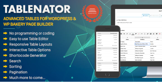 Tablenator – Advanced Tables for Visual Composer