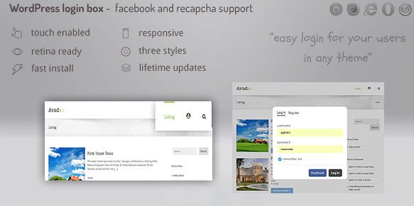 login lightbox wordpress - easy login / register
