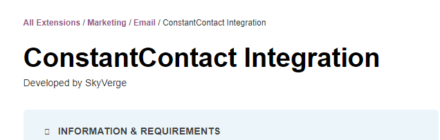 ConstantContact Integration for WooCommerce