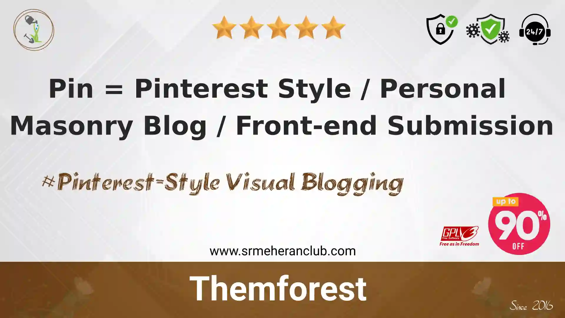 Pin = Pinterest Style / Personal Masonry Blog / Front-end Submission — Theme by Themeforest