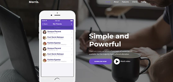 Morris - WordPress App & Product Landing Page