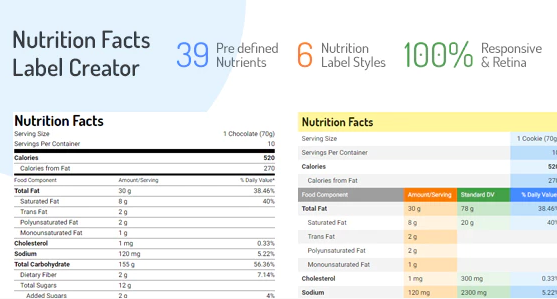 Nutrition Facts Label Creator