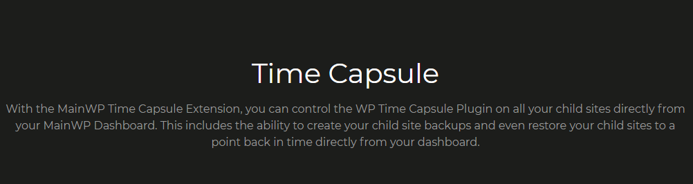 MainWP Time Capsule Extension