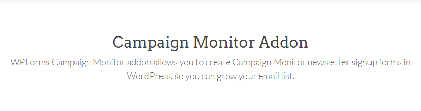 WPForms Campaign Monitor Addon