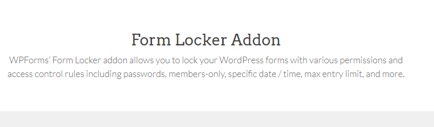 WPForms Form Locker Addon