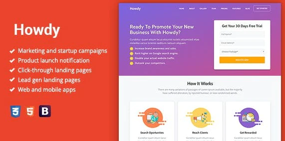 Howdy - Multipurpose Landing Page WordPress Theme