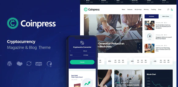 Coinpress | ICO Cryptocurrency Magazine & Blog WordPress Theme