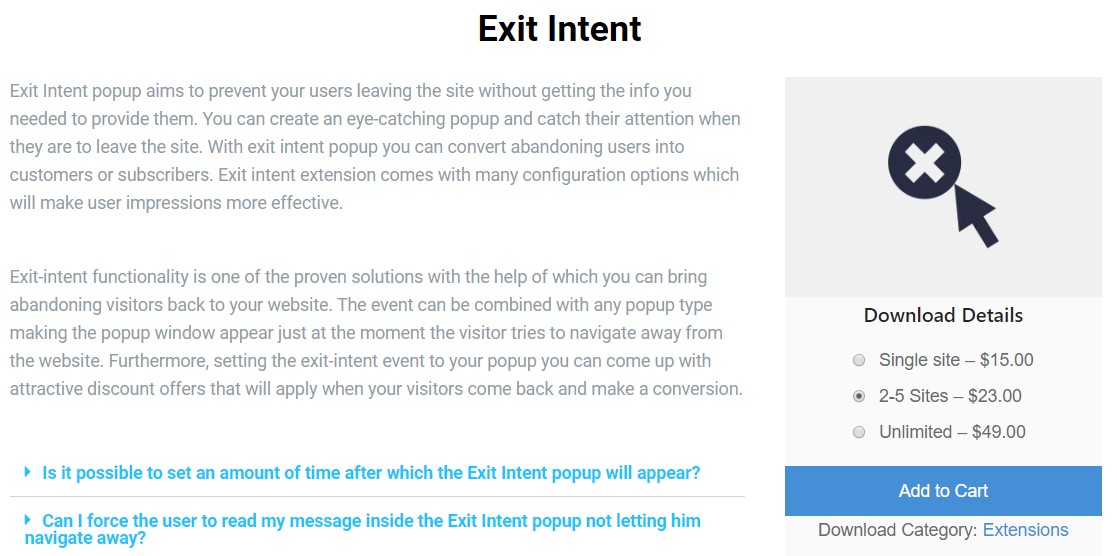 Popup Builder Exit Intent
