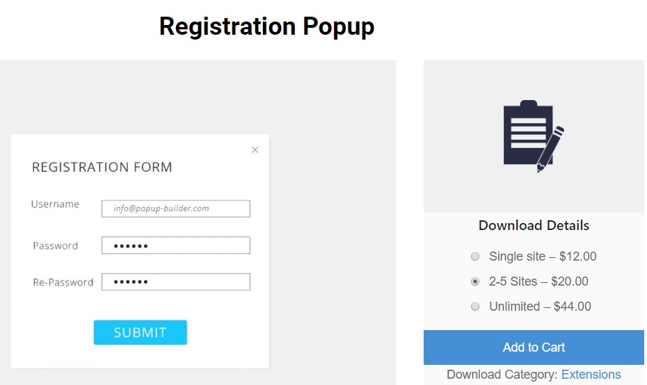 Popup Builder Registration