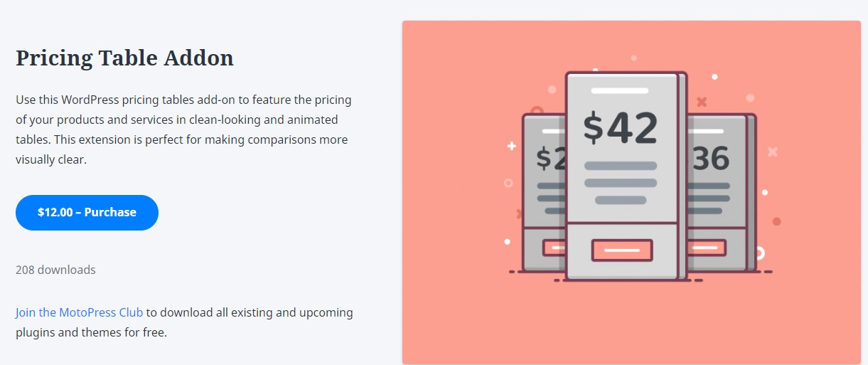 Pricing Table Addon MotoPress