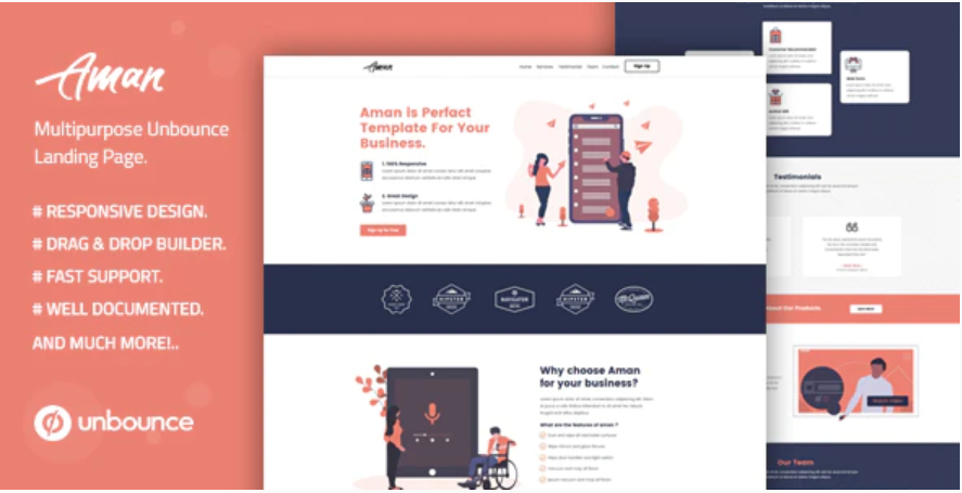 Aman — Multi-Purpose Template with Unbounce Page Builder — Theme by Themeforest