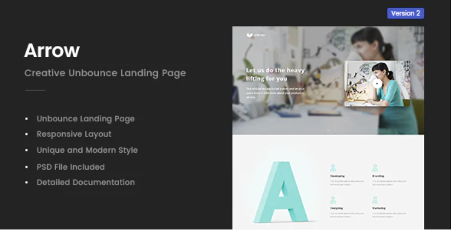 Arrow | Creative Unbounce Landing Page — Theme by Themeforest