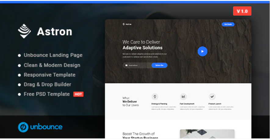 Astron – Business Unbounce Landing Page Template — Theme by Themeforest