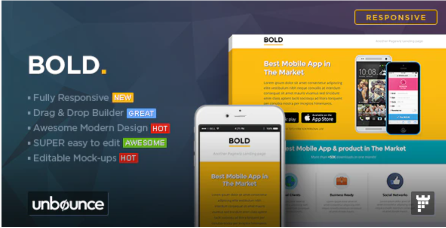 BOLD – Unbounce App Landing Page Template — Theme by Themeforest