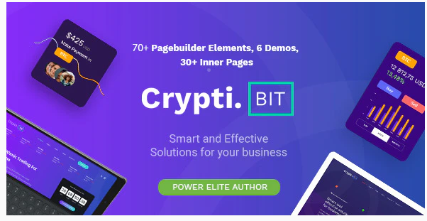 CryptiBIT - Technology, Cryptocurrency, ICO/IEO Landing Page WordPress theme