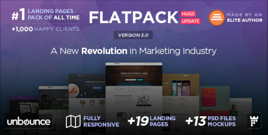FLATPACK – Multipurpose Unbounce Pack — Theme by Themeforest