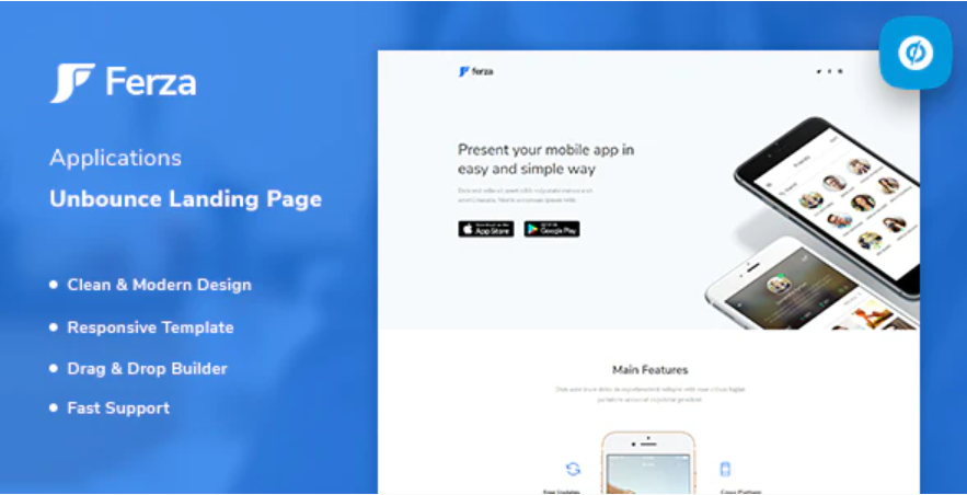Ferza – Applications Unbounce Landing Page Template — Theme by Themeforest