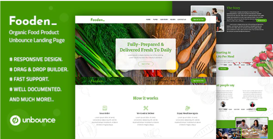 Fooden — Unbounce Food Product Landing Page Template — Theme by Themeforest