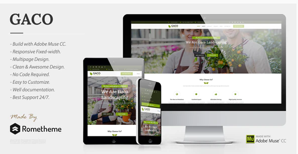 Gaco – Landscaping & Gardening Muse Template — Theme by Themeforest