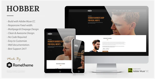 Hobber – Barbershop, Hair & Salon Muse Template — Theme by Themeforest